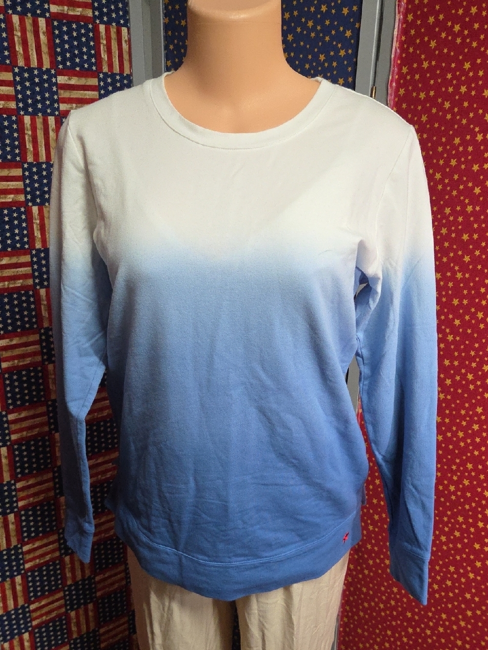 Women’s Ombre Crewneck Sweater - White to Blue